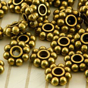 Разделитель для бусин "Ромашка", цвет античное золото, 8х3 мм  (уп 20 +/-2 шт)