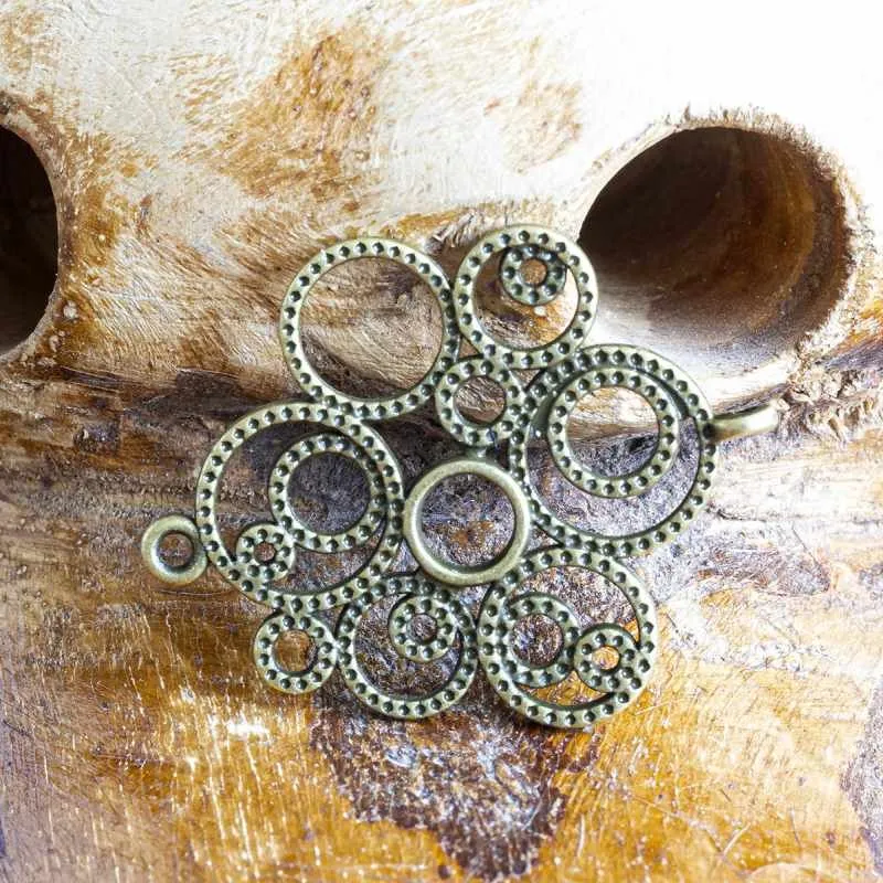 коннектор "пузырьки", цвет античная  бронза, 34x27x2 мм