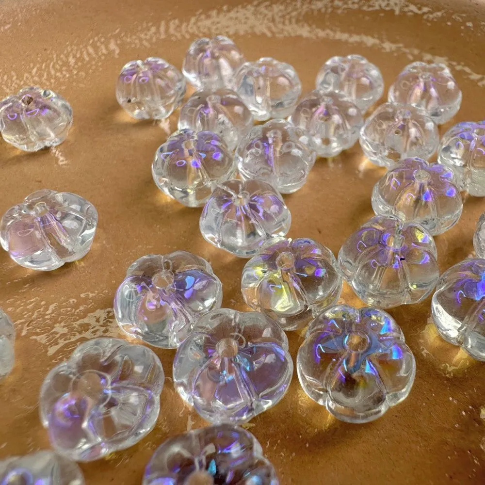 бусина "незабудка", стекло, цвет прозрачный ав, 10x10x6.5 мм