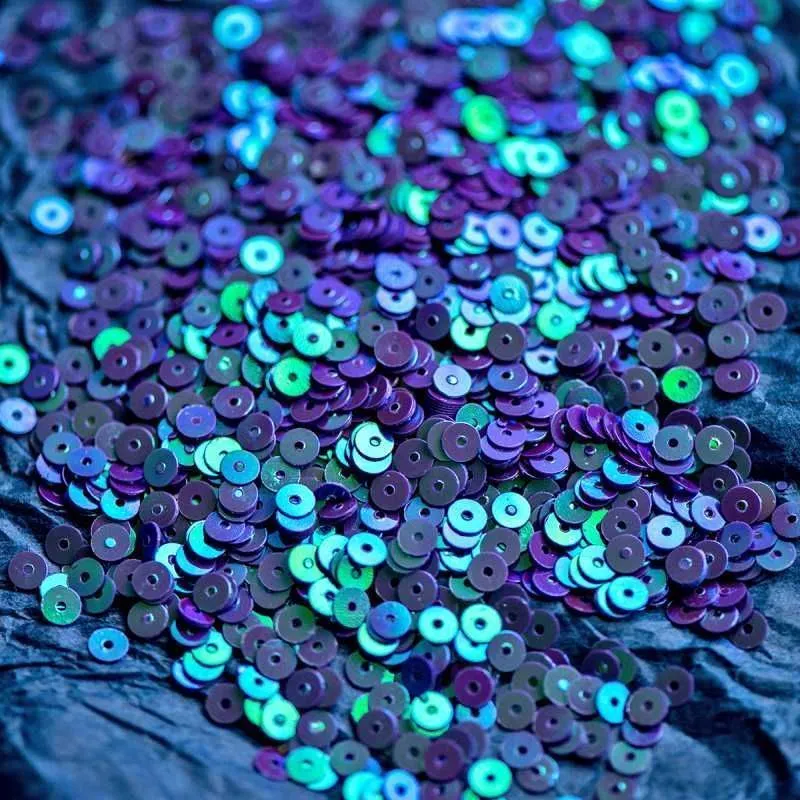 пайетки плоские, фиолетовый радужный, 4 мм