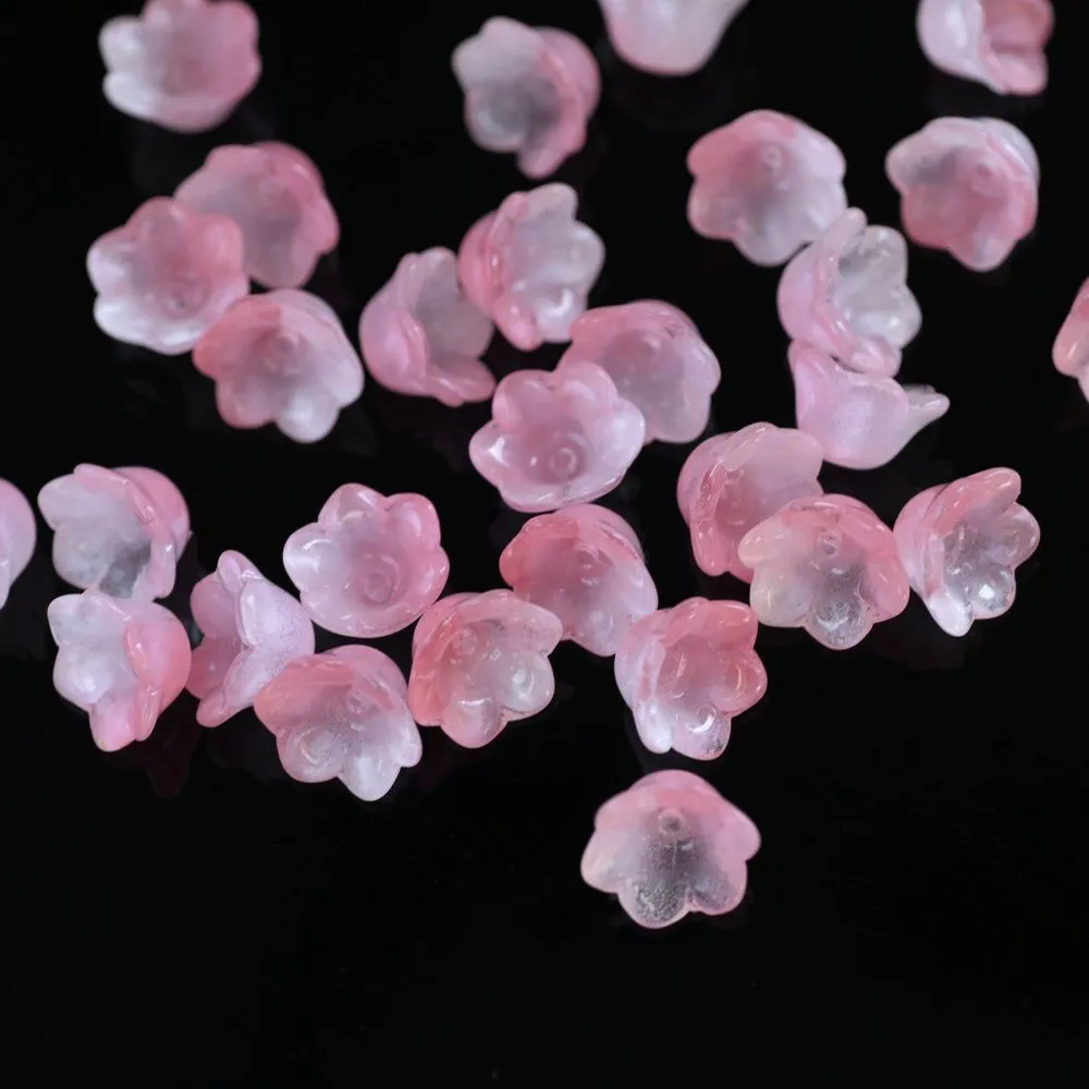 бусина "колокольчик", стекло, цвет розовый, 12x8 мм