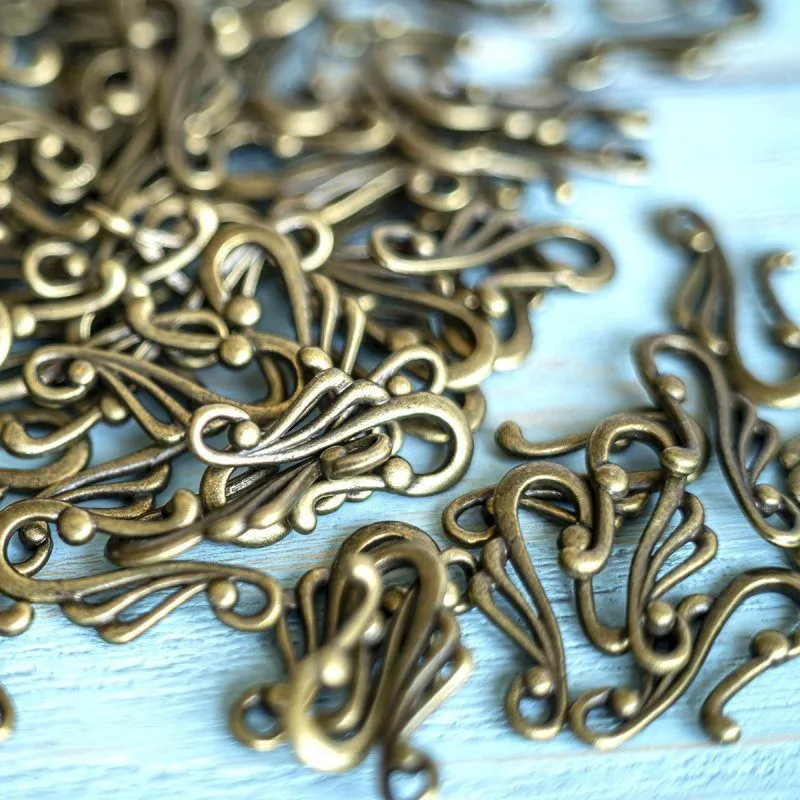 Замочки тоггл "скролл", цвет античная бронза, 25x12x16 мм