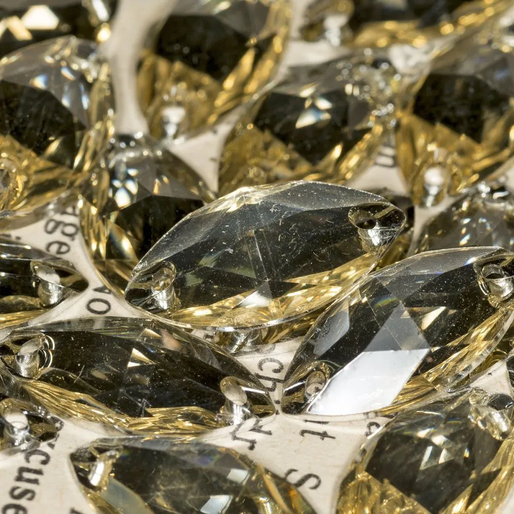 стразы пришивные navette, смола,  цвет шампанского, 9х18 мм