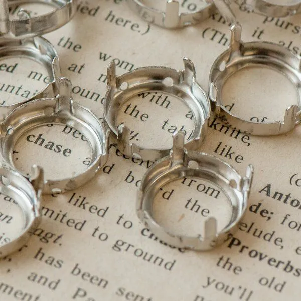 цапы для стразов круглые, открытые, цвет платина, 16 мм