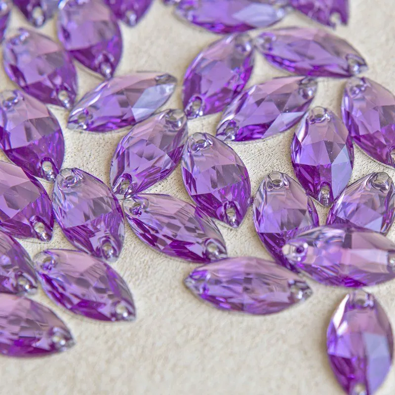 стразы пришивные navette, смола, фиолетовый, 9х18 мм