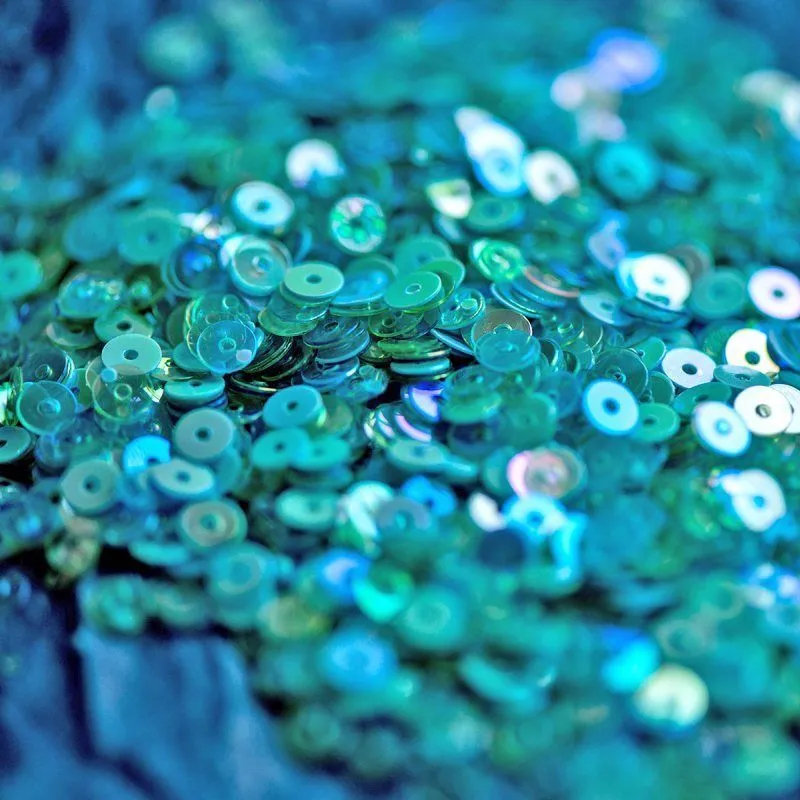 пайетки плоские, голубой микс, 4 мм