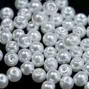 Бусина, имитация жемчуга, стекло 5, цвет белый, 5 мм (уп 40+/-5 шт)