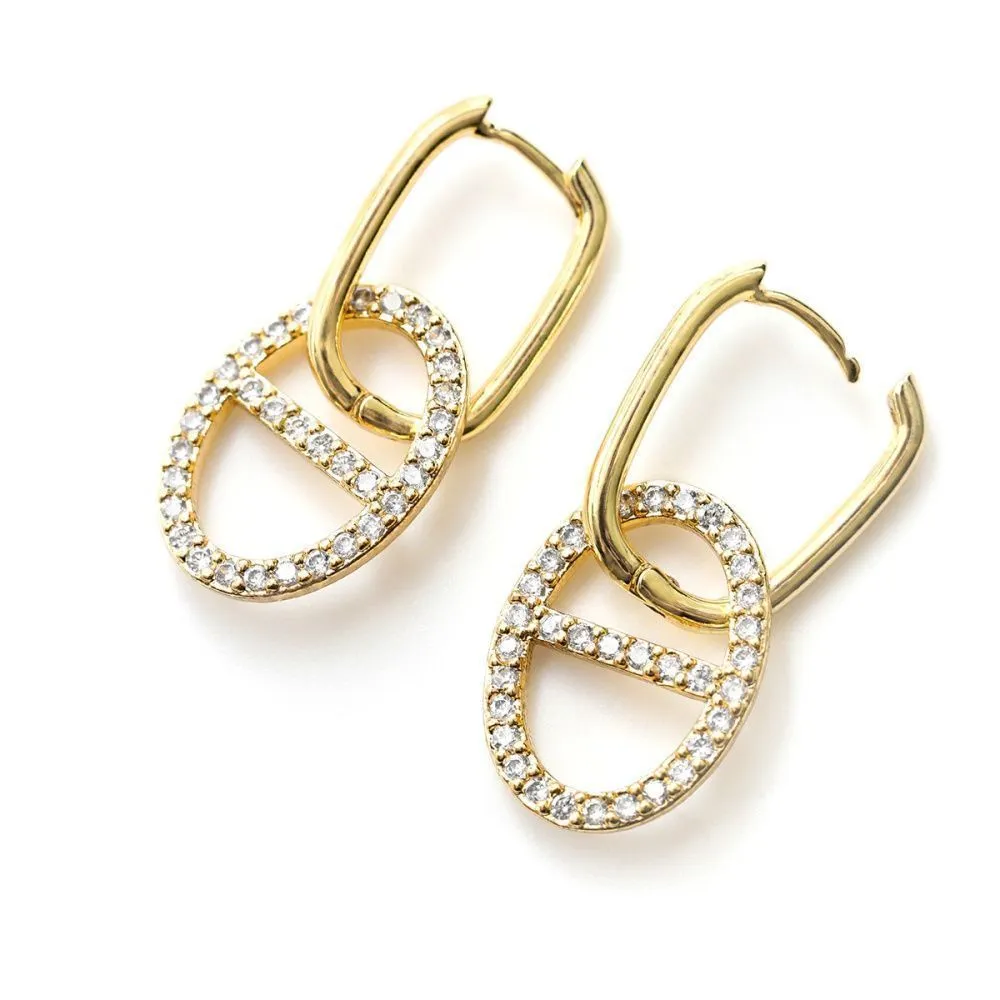 швензы "нексус", с цирконием, цвет золото, 35 мм