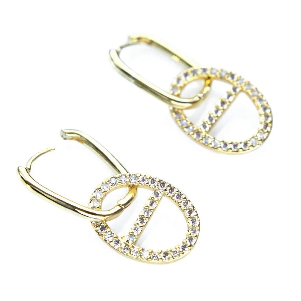 швензы "нексус", с цирконием, цвет золото, 35 мм