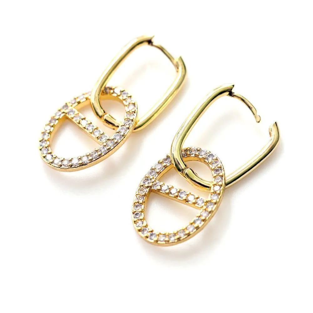 швензы "нексус", с цирконием, цвет золото, 35 мм