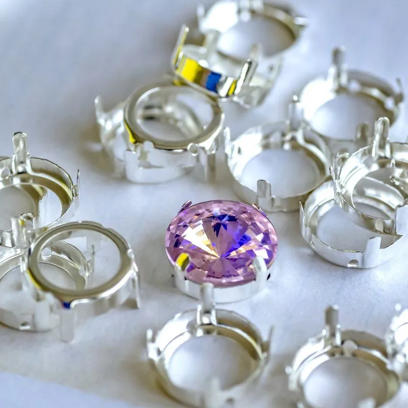 цапы для стразов круглые, открытые, серебро, 14 мм