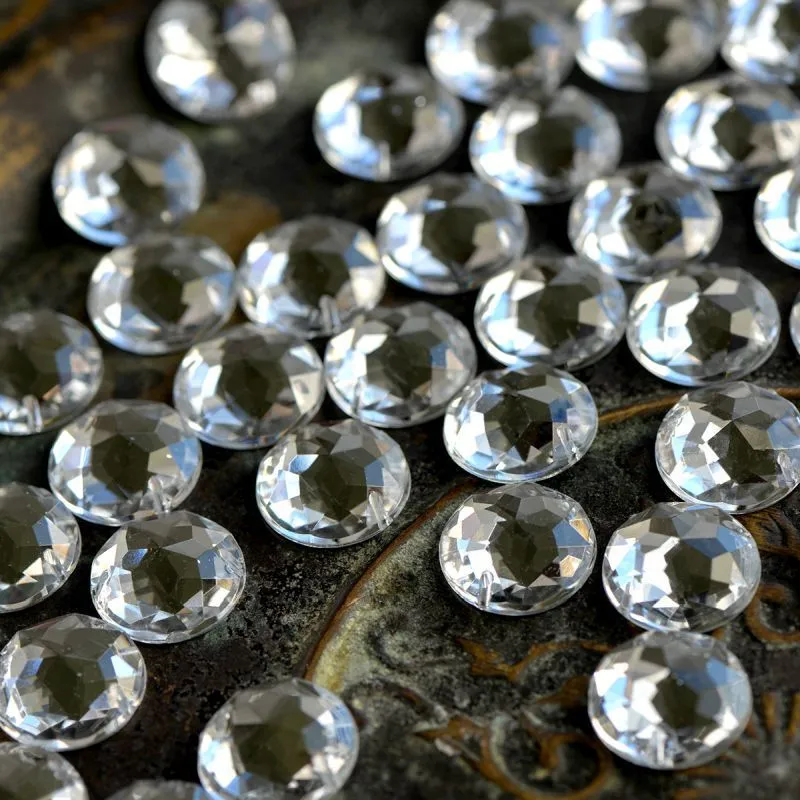 стразы пришивные "грани", акрил, круглые, цвет cristal, 15х5 мм