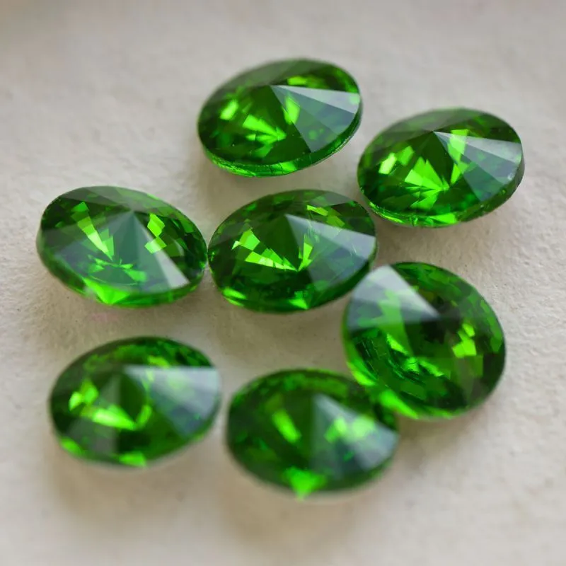 кабошон стекло риволи, цвет emerald, 14х7 мм
