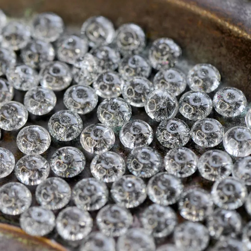 бусина, стекло "кракле-рондель", цвет серый, 8x4 мм