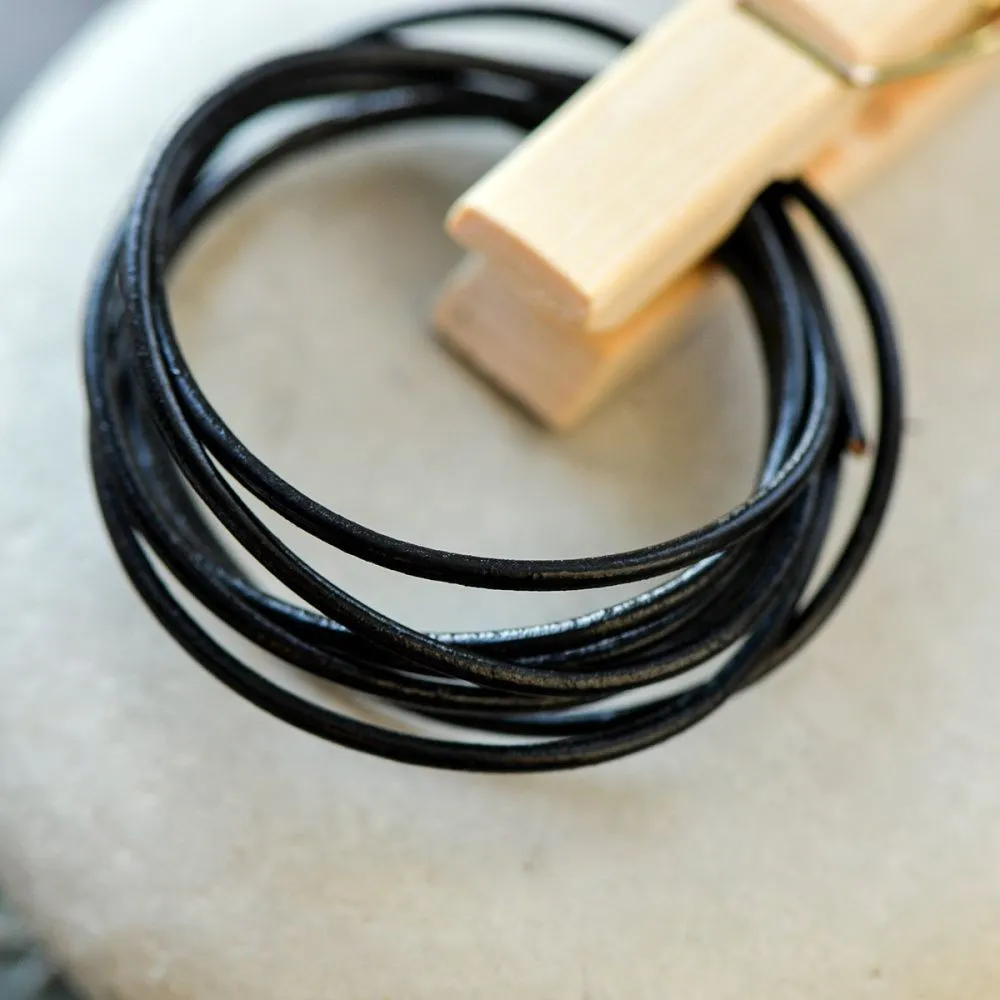 шнур кожаный, цвет черный, диаметр 1,7 мм 