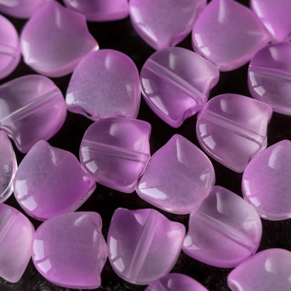 бусина "тюльпан", стекло, цвет яркая сирень, 9 мм