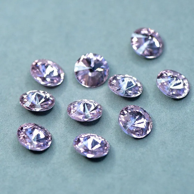 кабошон стекло риволи, цвет lt.pink, 12 мм