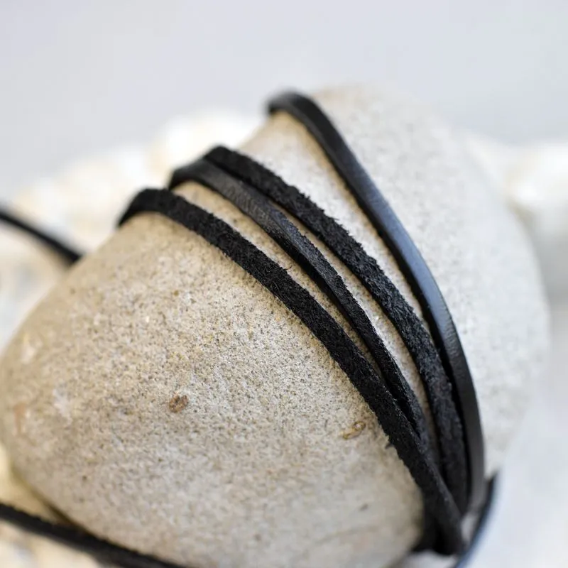 шнур кожаный, плоский, цвет черный, 3х2 мм