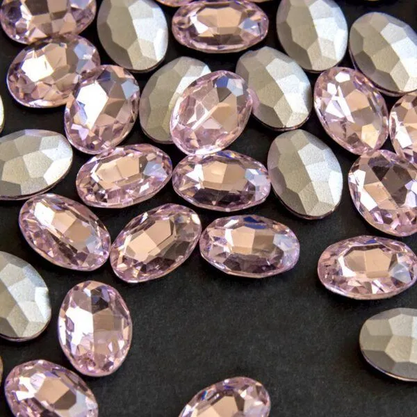 кабошон стекло кристалл, овальный, цвет lt.pink, 14х10 мм