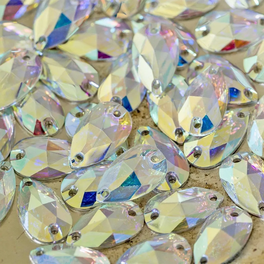 стразы пришивные teadrop, смола, бензиновые, 10.5х18 мм