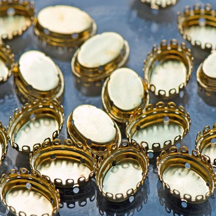 цапы для стразов овальные, закрытые, цвет золото, 14х10 мм