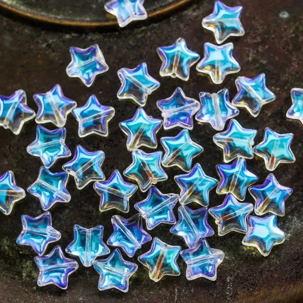 бусина "звездочка", стекло, цвет прозрачный ав, 10x10x4 мм