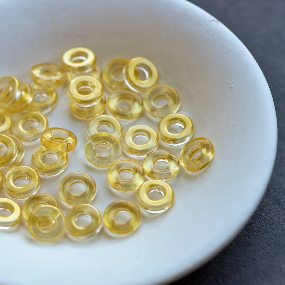 бусина "ринг", стекло, цвет желтый/золотистый, 10x3 мм