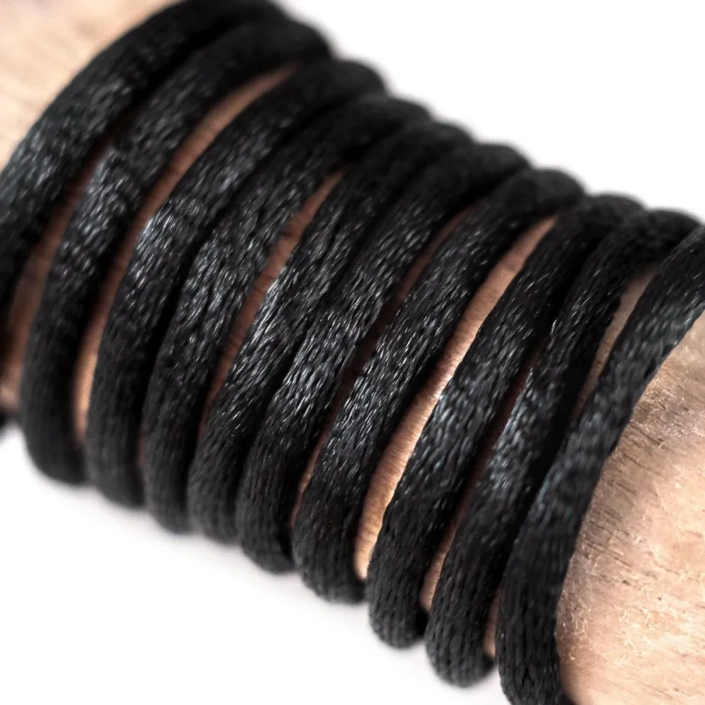 шнур атласный, цвет черный, 2 мм, мот 20 м