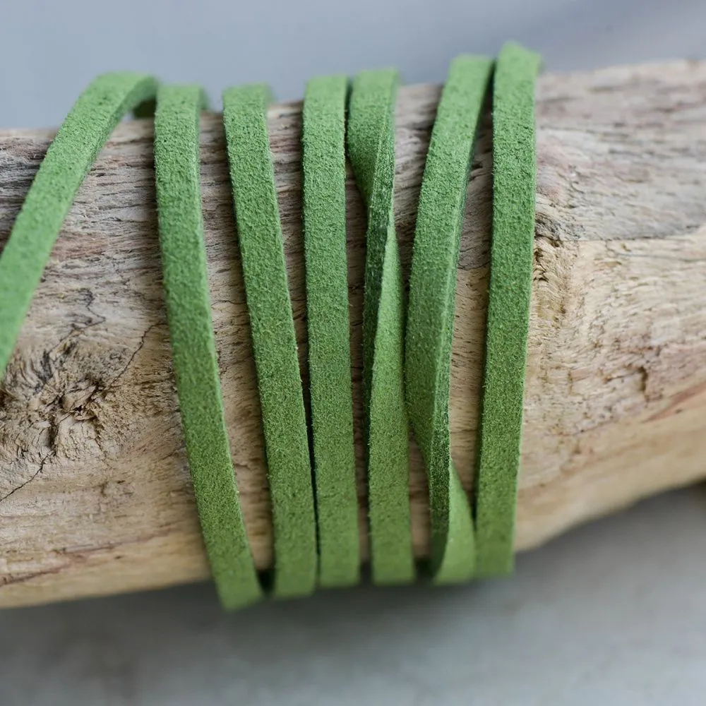 шнур из искусственной замши, светло-зеленый, 3х1.5 мм