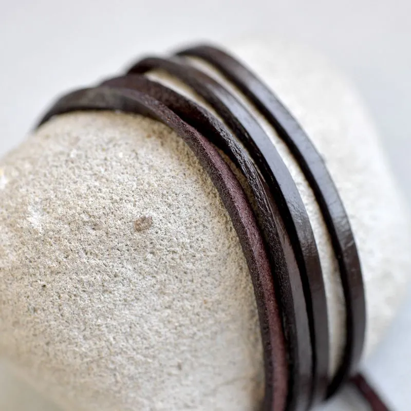 шнур кожаный, плоский, цвет кофе, 3х2 мм