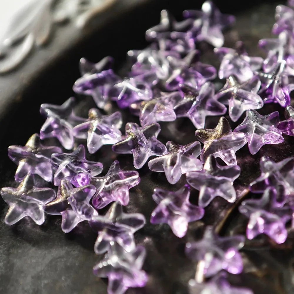 бусина "морская звездочка", стекло, цвет фуксия, 14 мм