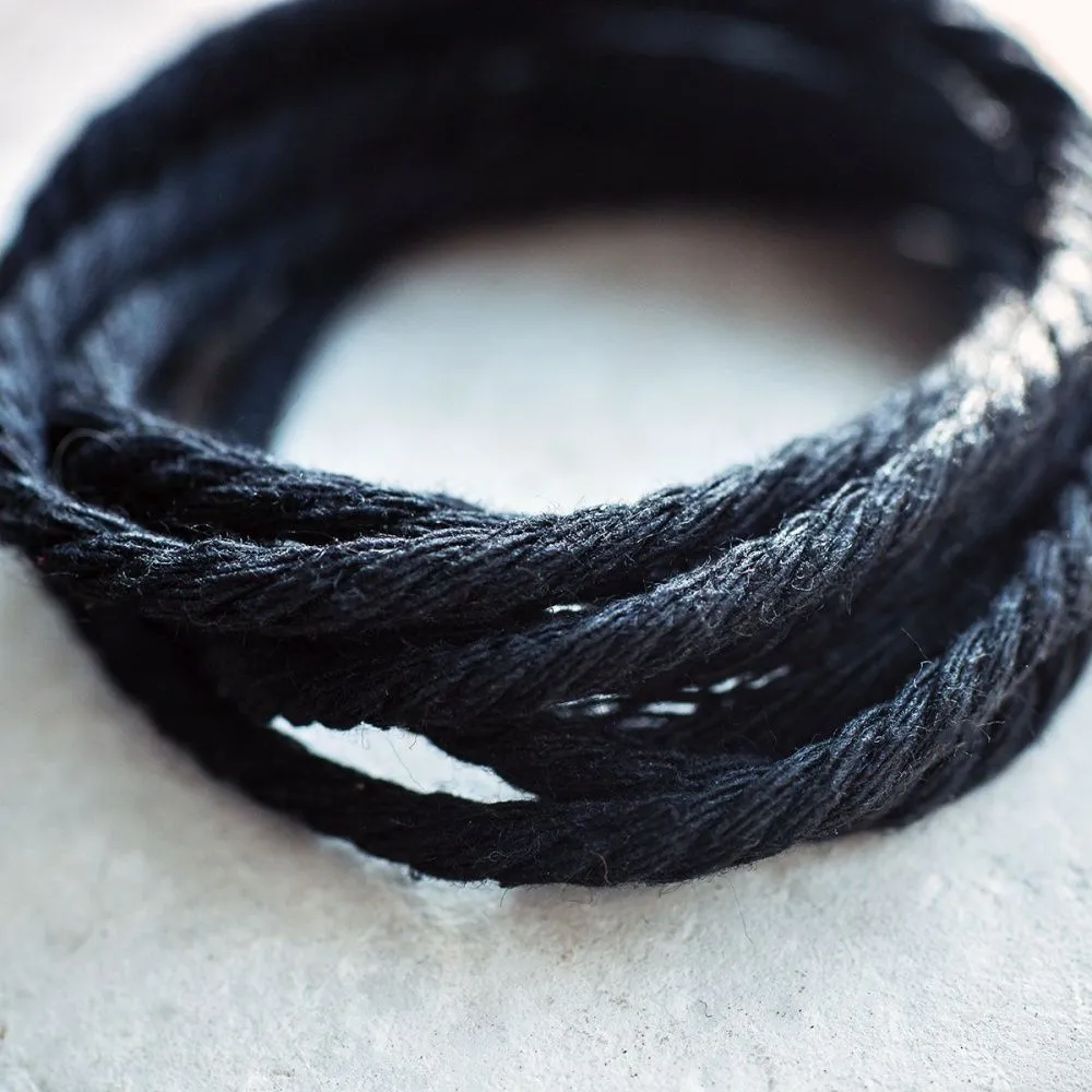 шнур витой из хлопка, цвет черный, 2 мм