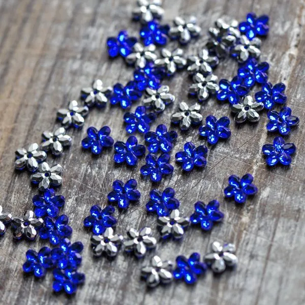 стразы пришивные "грани", акрил, цветок, цвет синий, 8x8x2 мм