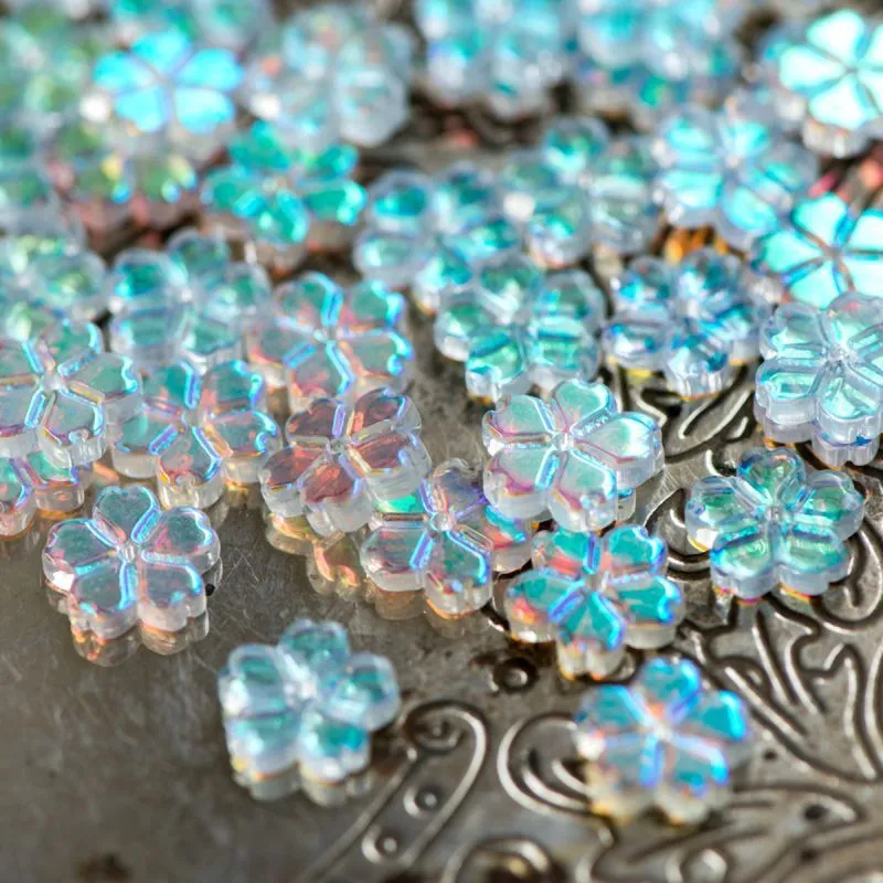 бусина "гардения", стекло, цвет прозрачный ав, 11x2.7 мм