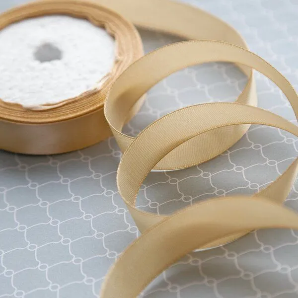 лента, атлас цвет золотисто-желтый, ширина 15 мм ленты