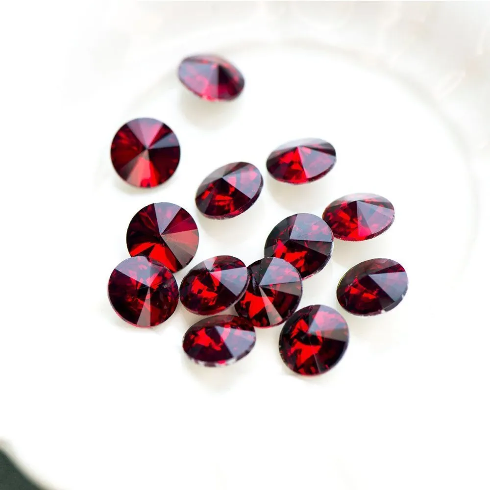 кабошон стекло риволи, цвет siam, 12 мм