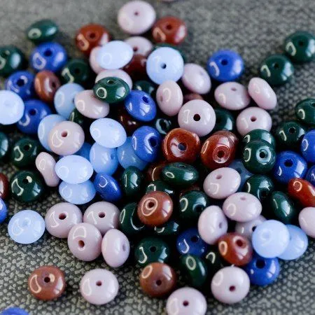 бусина, стекло, рондель, цветовой микс, 8.5х5 мм