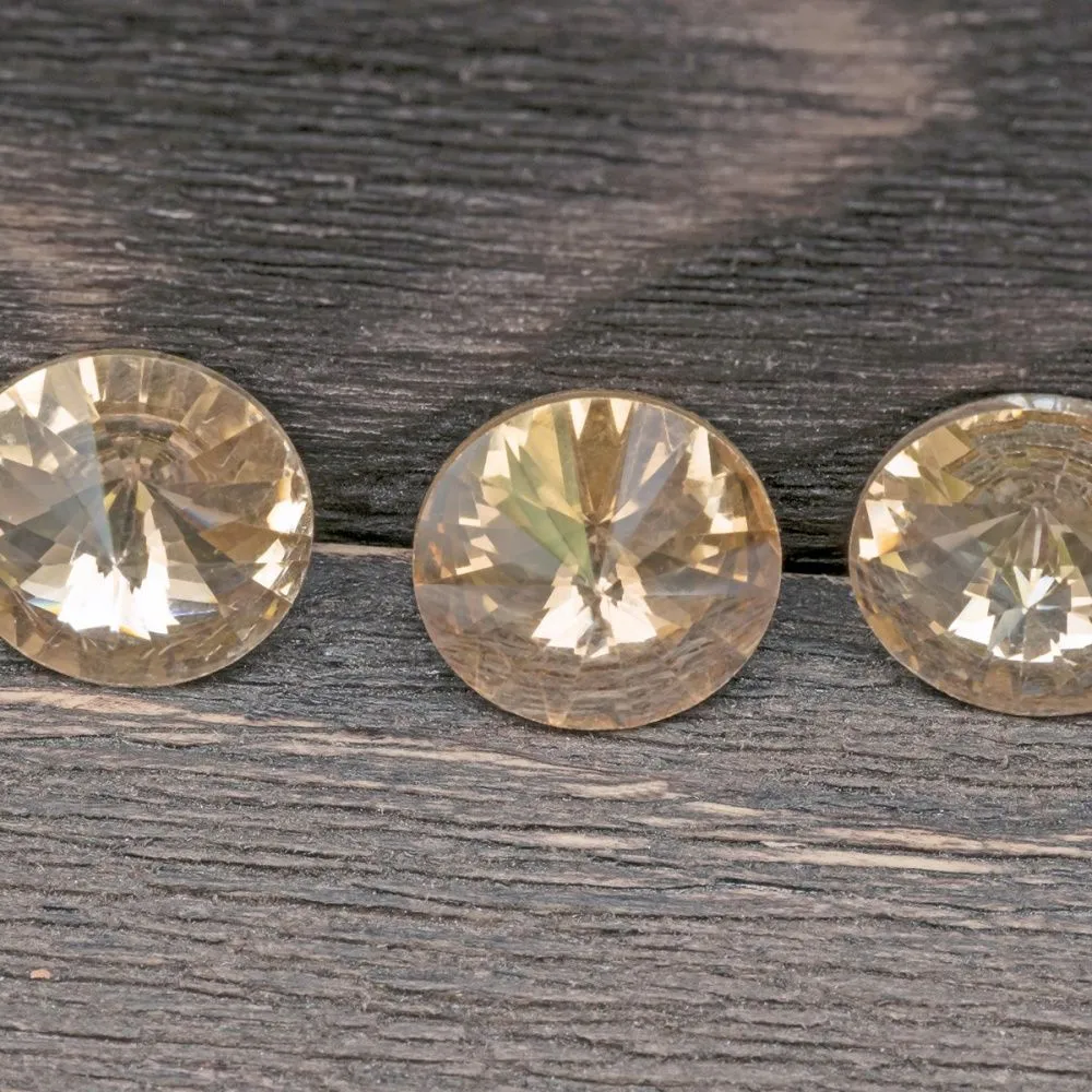 кабошон стекло риволи, цвет золотистый, 12 мм