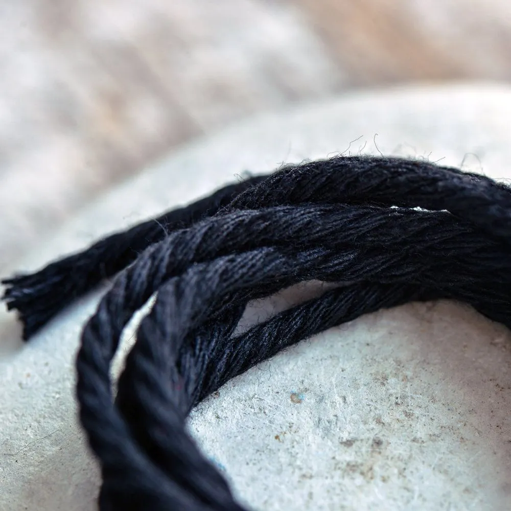 шнур витой из хлопка, цвет черный, 2 мм