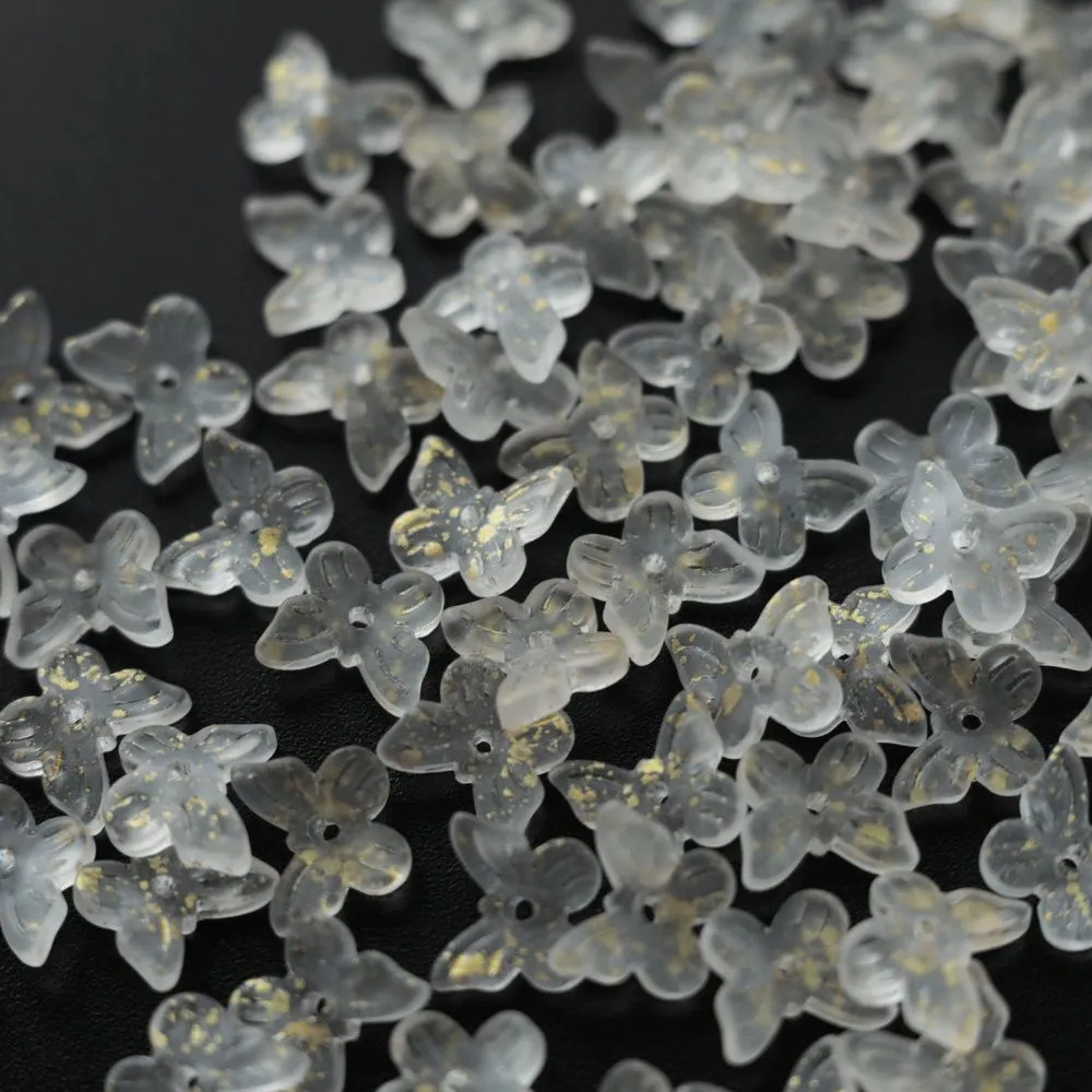 бусина "бабочка", стекло, цвет сливочный матовый, 10x12 мм