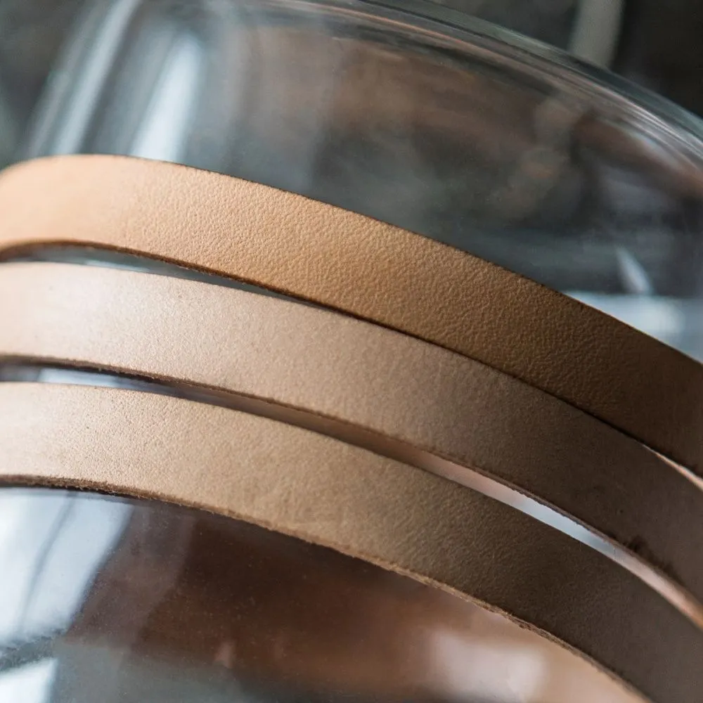 шнур кожаный, плоский, цвет бежевый, 10х2 мм