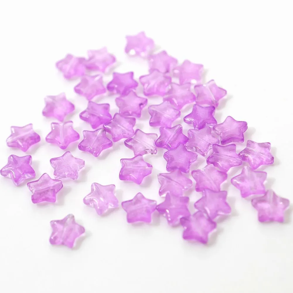 бусина "звездочка", стекло, цвет сиреневый, 10x10x4 мм