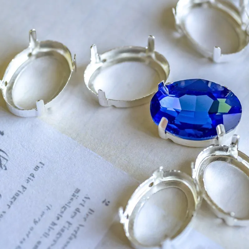 цапы для стразов овальные, открытые, серебро, 18х13 мм