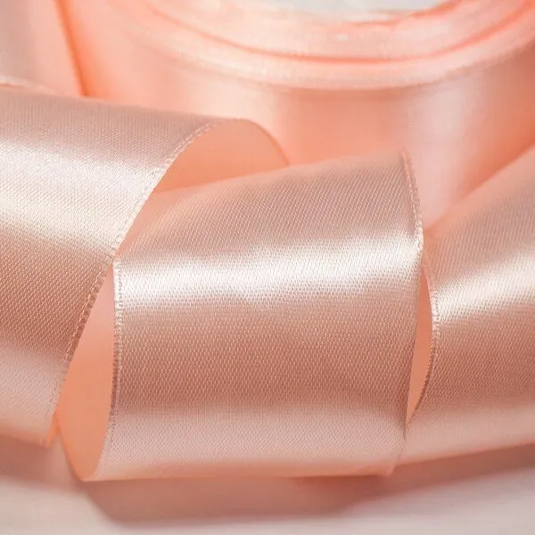 лента, атлас, цвет персиковый светлый, ширина 50 мм ленты