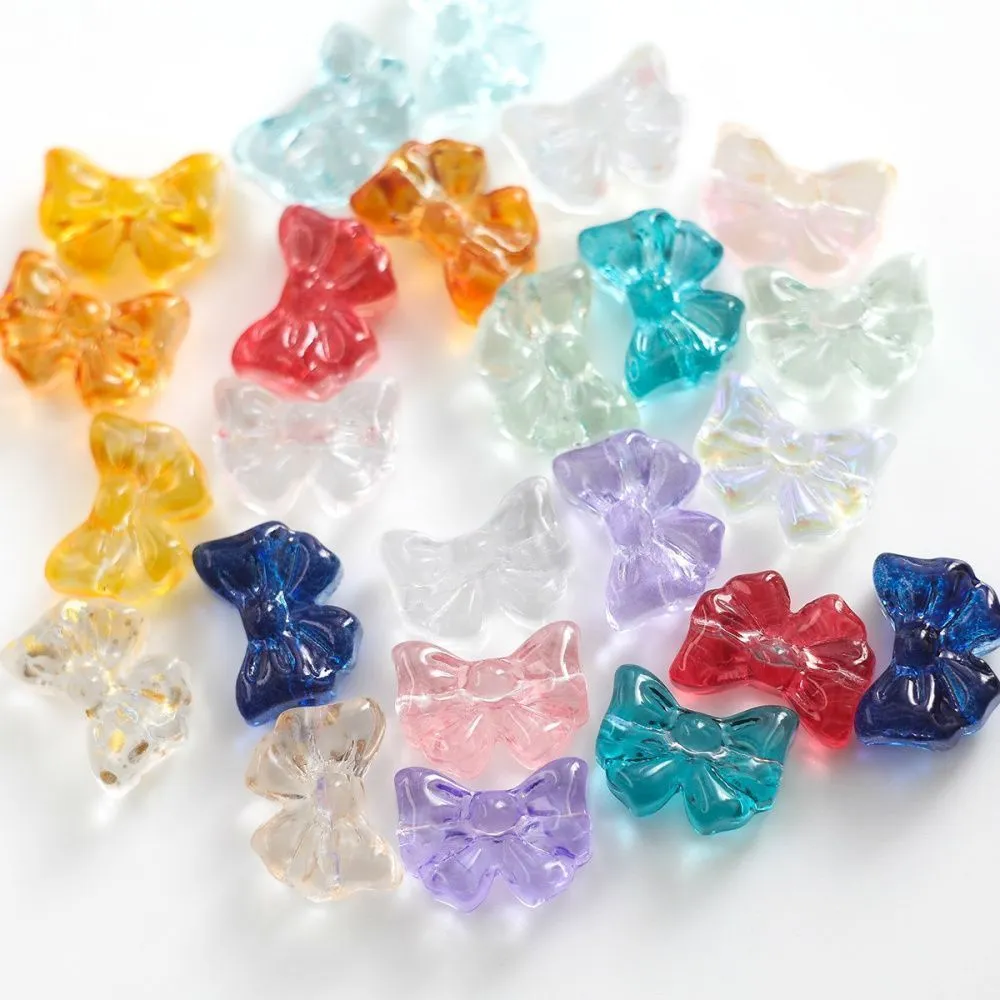 бусина "бант", стекло, цветовой микс, 14x10x5.5 мм