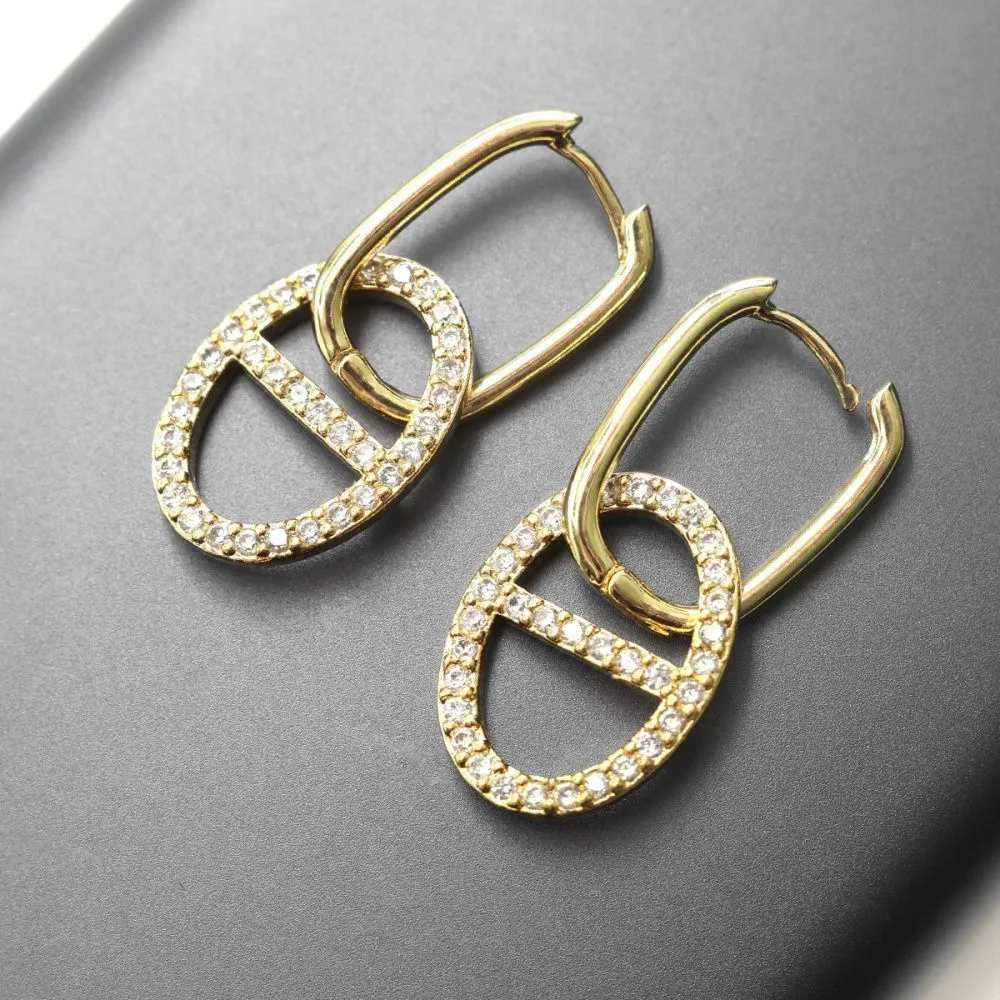 швензы "нексус", с цирконием, цвет золото, 35 мм