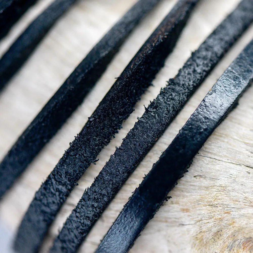 шнур кожаный, плоский, цвет черный, 3х2 мм