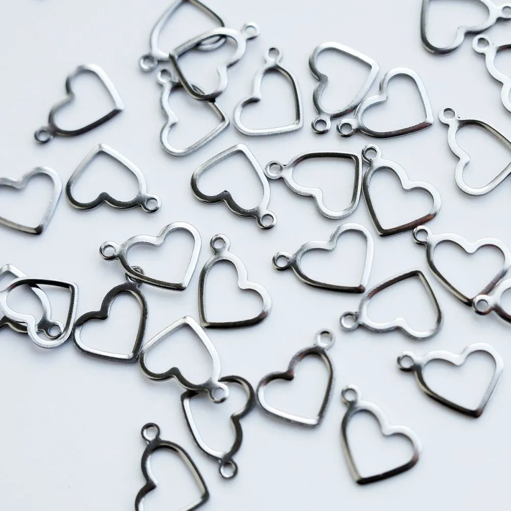 подвеска стальная, сердце, цвет стальной, 10x14x0.8 мм