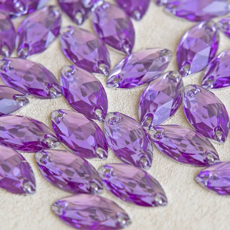 стразы пришивные navette, смола, фиолетовый, 9х18 мм