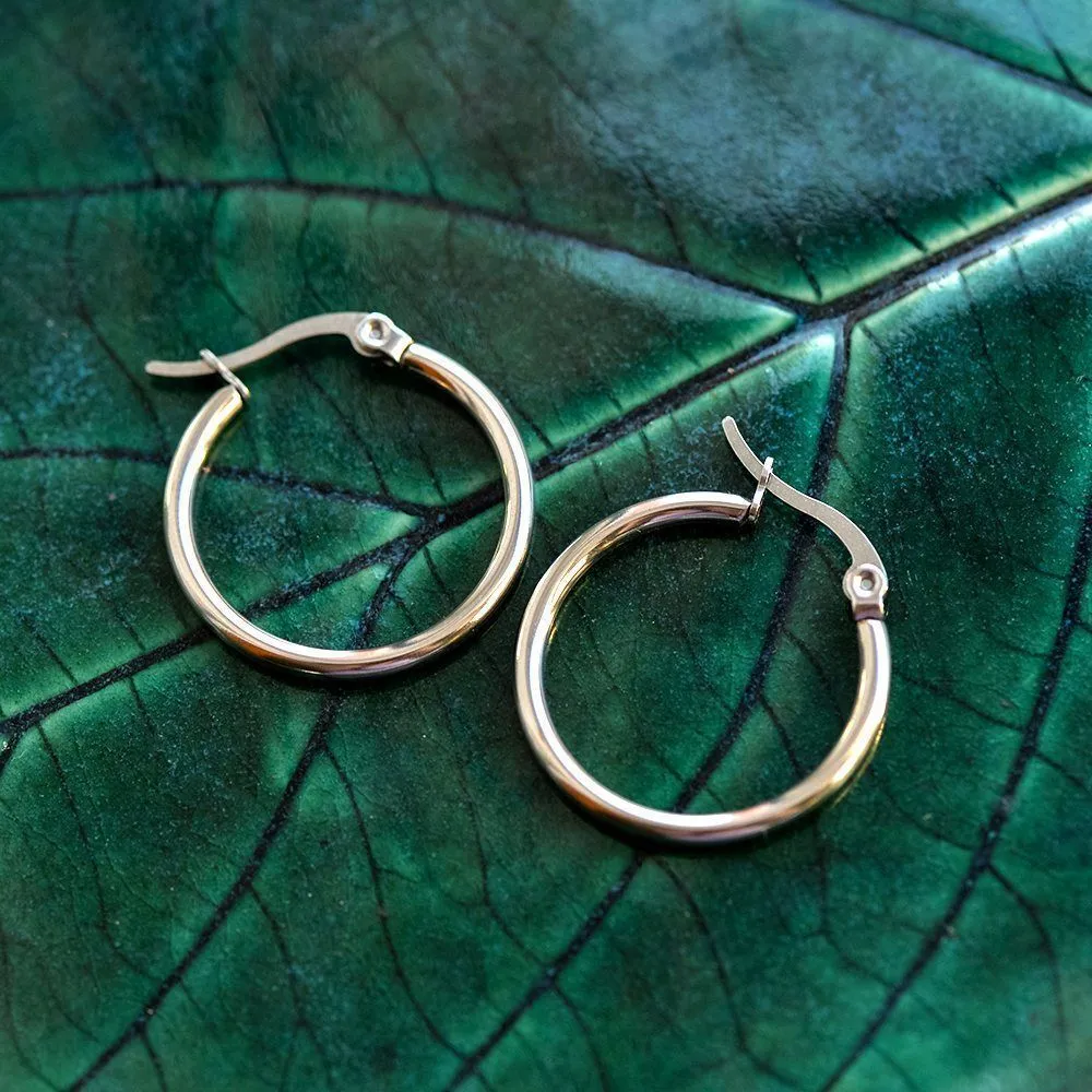 швензы "раунд", сталь гипоаллергенная, цвет стальной, 27x24x2 мм